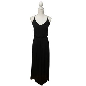 Rory Beca 100% Silk Square Strappy Back Summer Fall Chic Maxi Dress Black XS‎